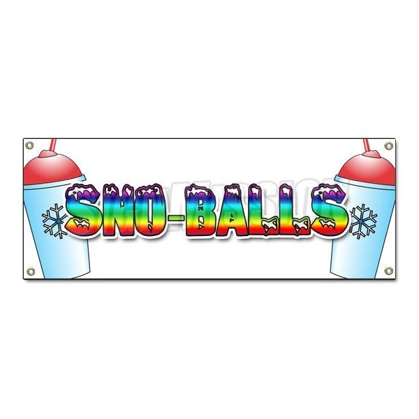 SNO-BALLS BANNER SIGN snowcones water ice italian shaved ice cold fruit